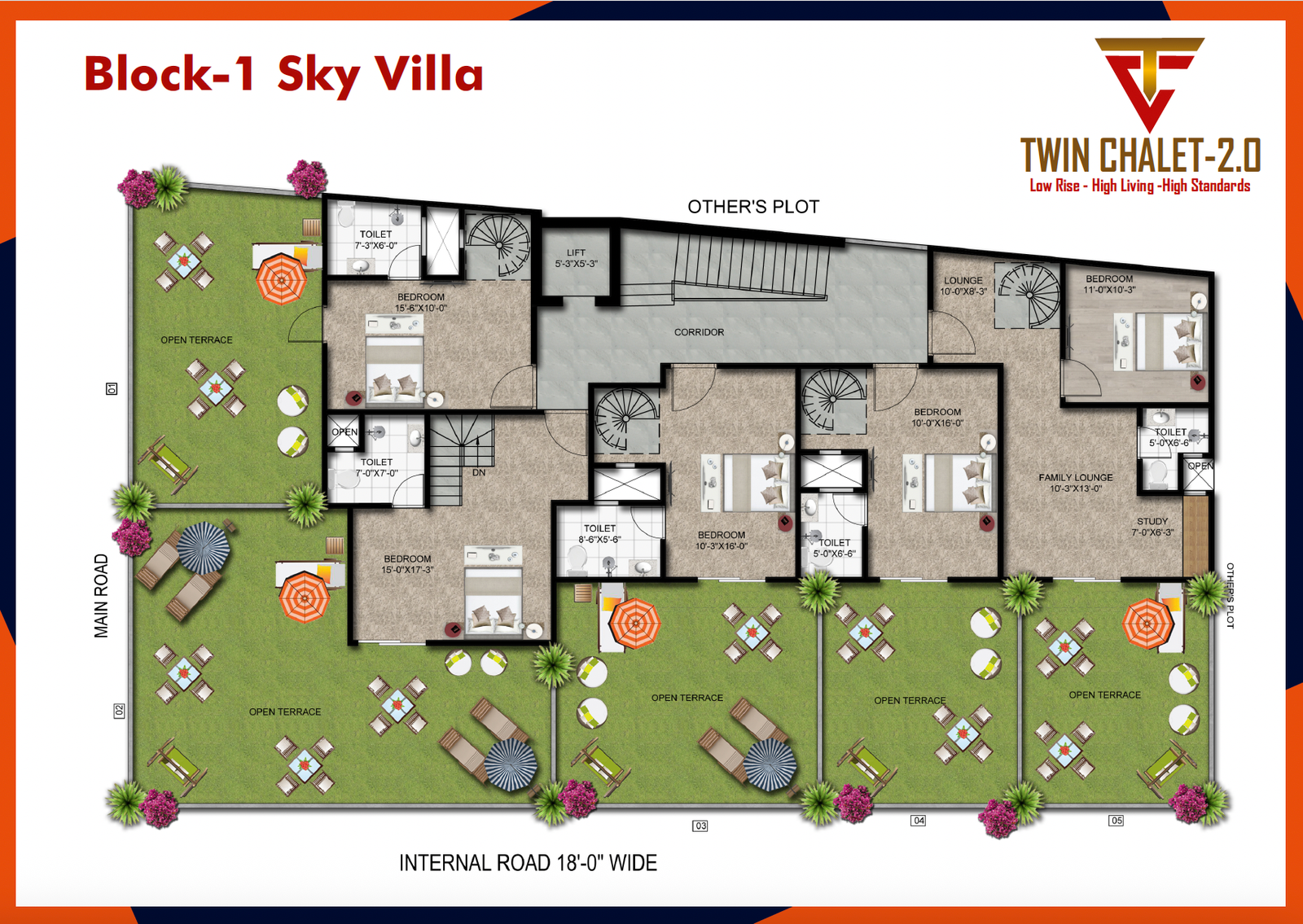 Block -1 Sky Villa Terrace Garden